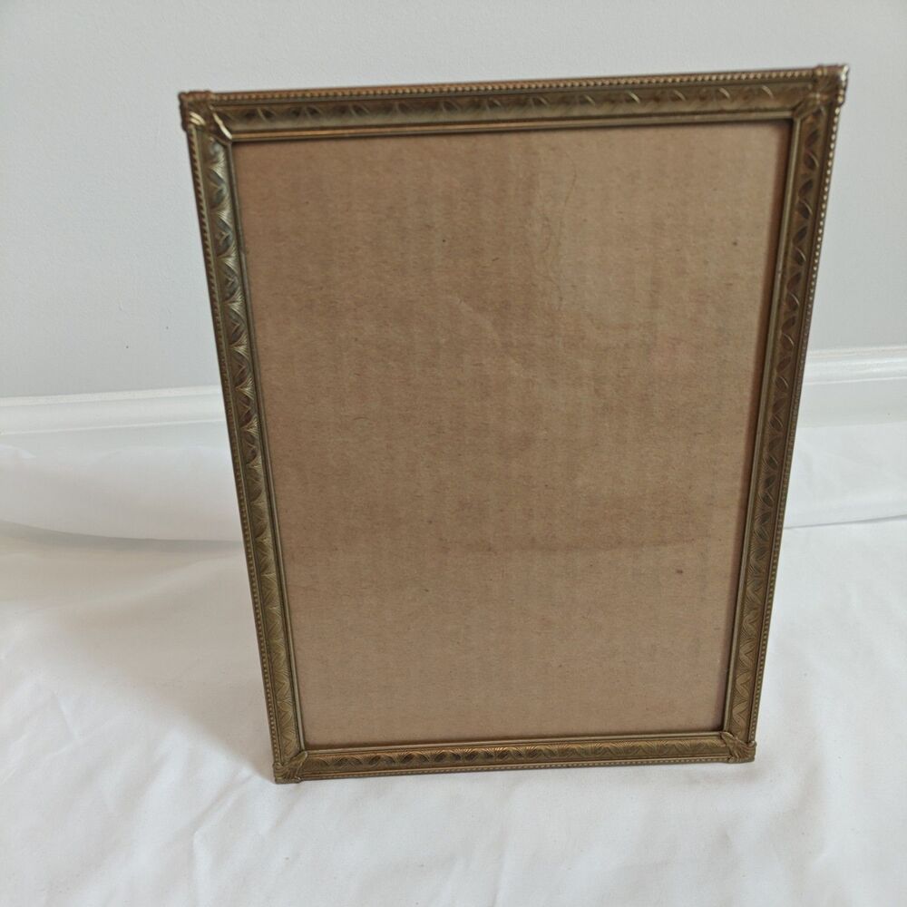 Vintage Metal MCM Picture Frame Gold Tone Embossed Ornate Photo 8x10